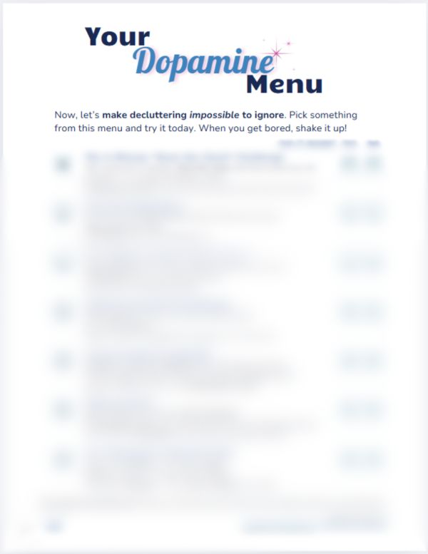 Ultimate Page 41 A visual dopamine boost menu from Phase E, designed to help you stay motivated. Includes challenge ideas, creative rewards, rituals, and progress celebrations that work for ADHDers.